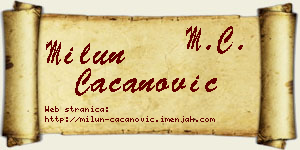 Milun Cacanović vizit kartica